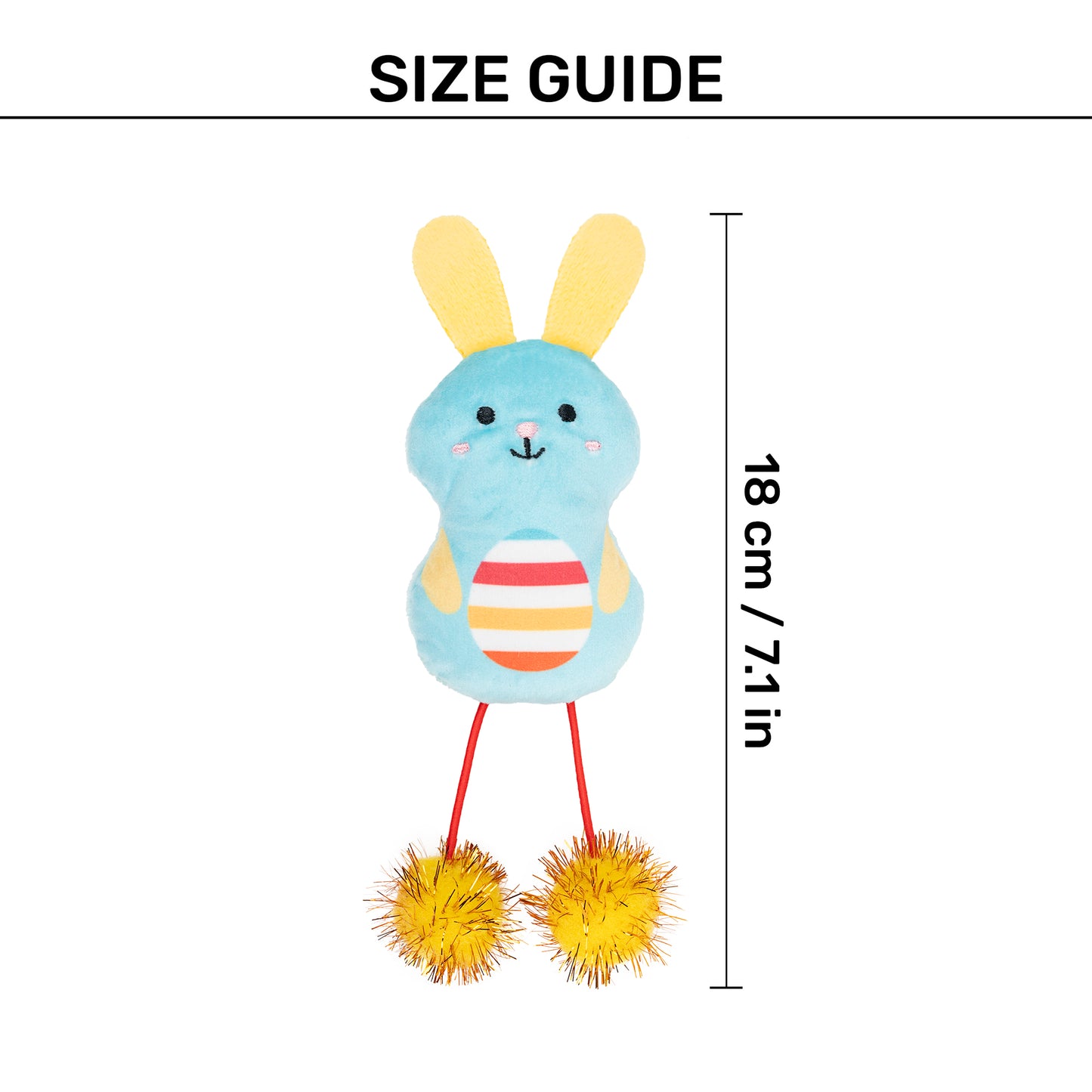 HUFT Hoppity Plush Toy With Catnip For Cat - Multicolor - Heads Up For Tails