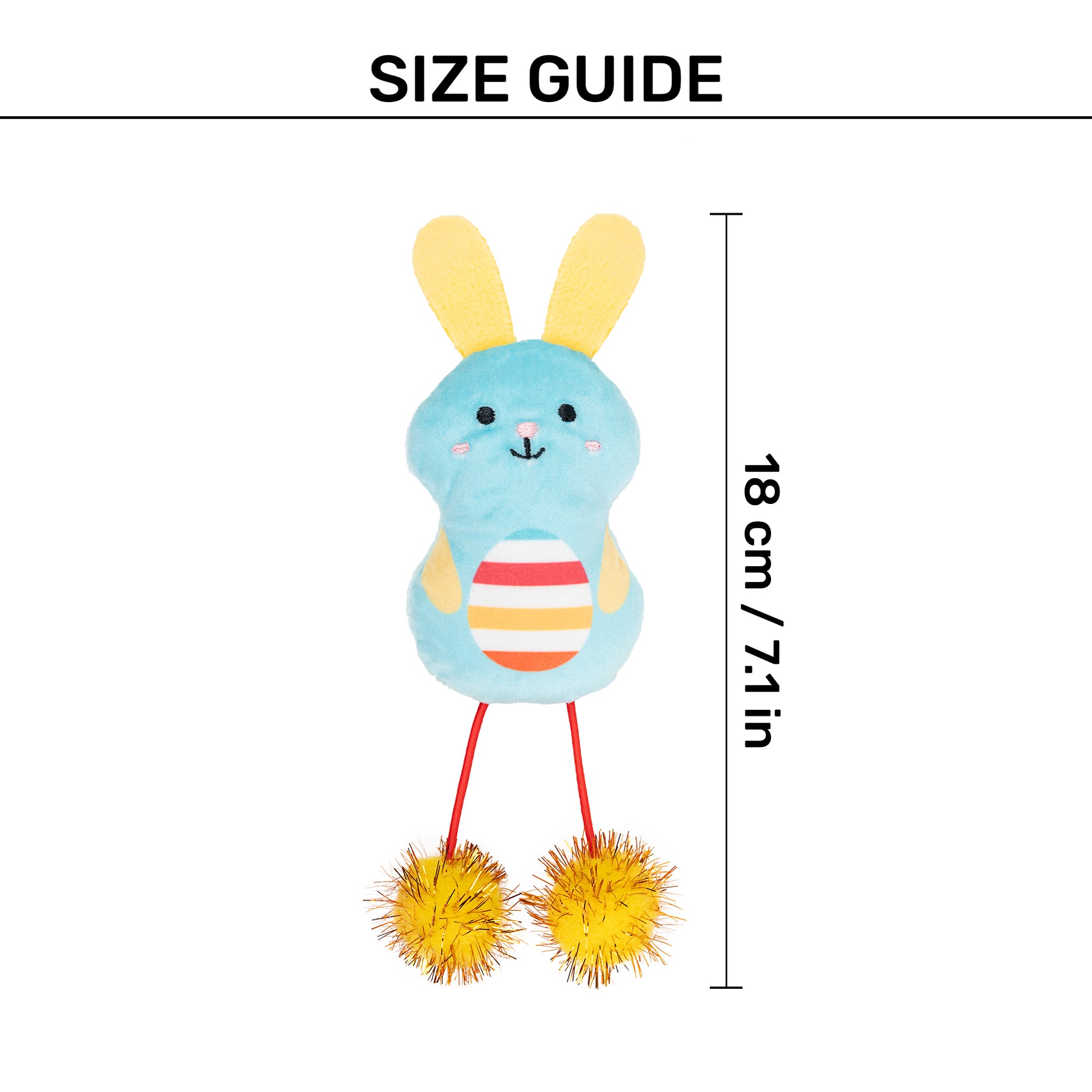 HUFT Hoppity Plush Toy With Catnip For Cat - Multicolor - Heads Up For Tails