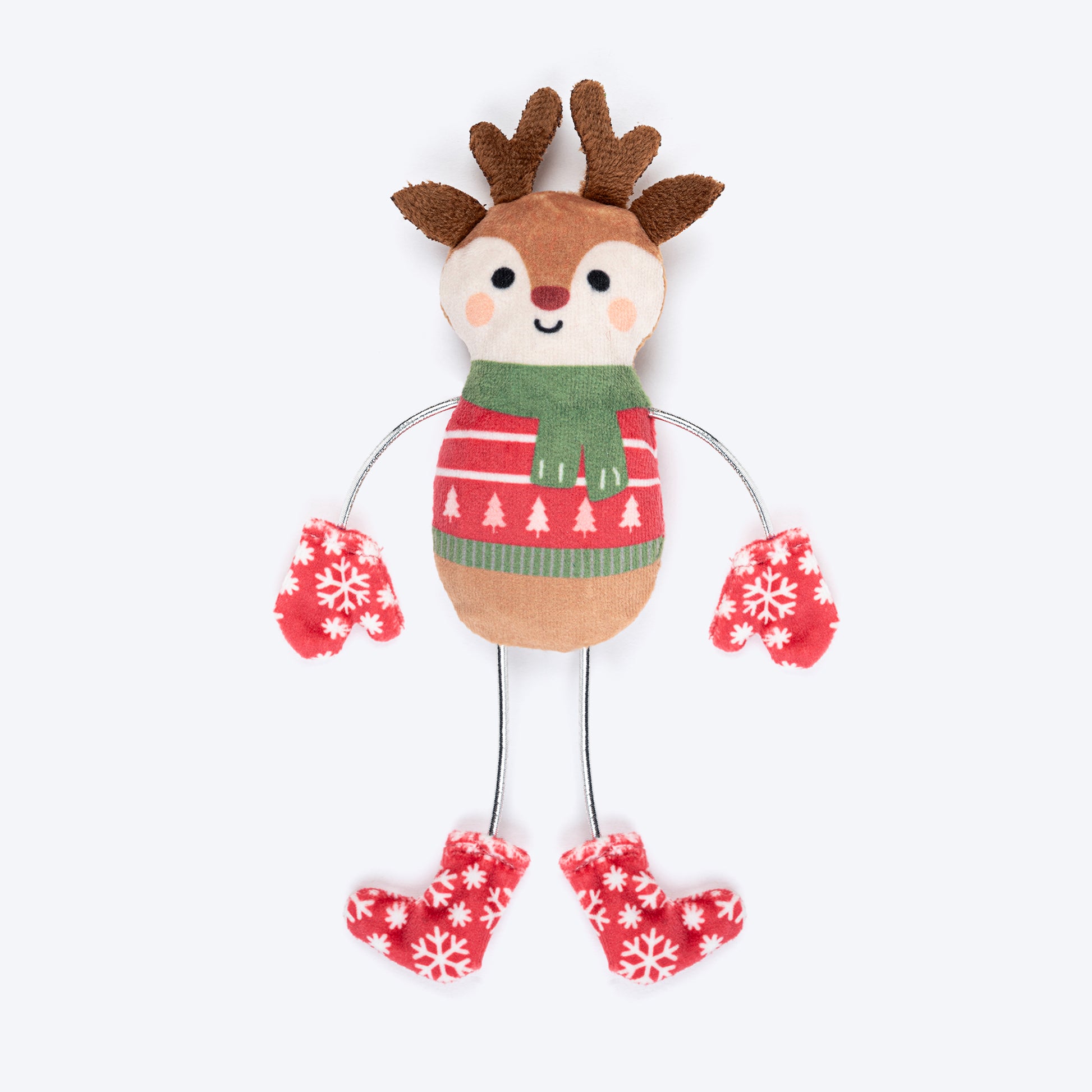 HUFT Merry Buddies Plush Toys With Catnip For Cat - Beige & Red - Set Of 2 - Heads Up For Tails