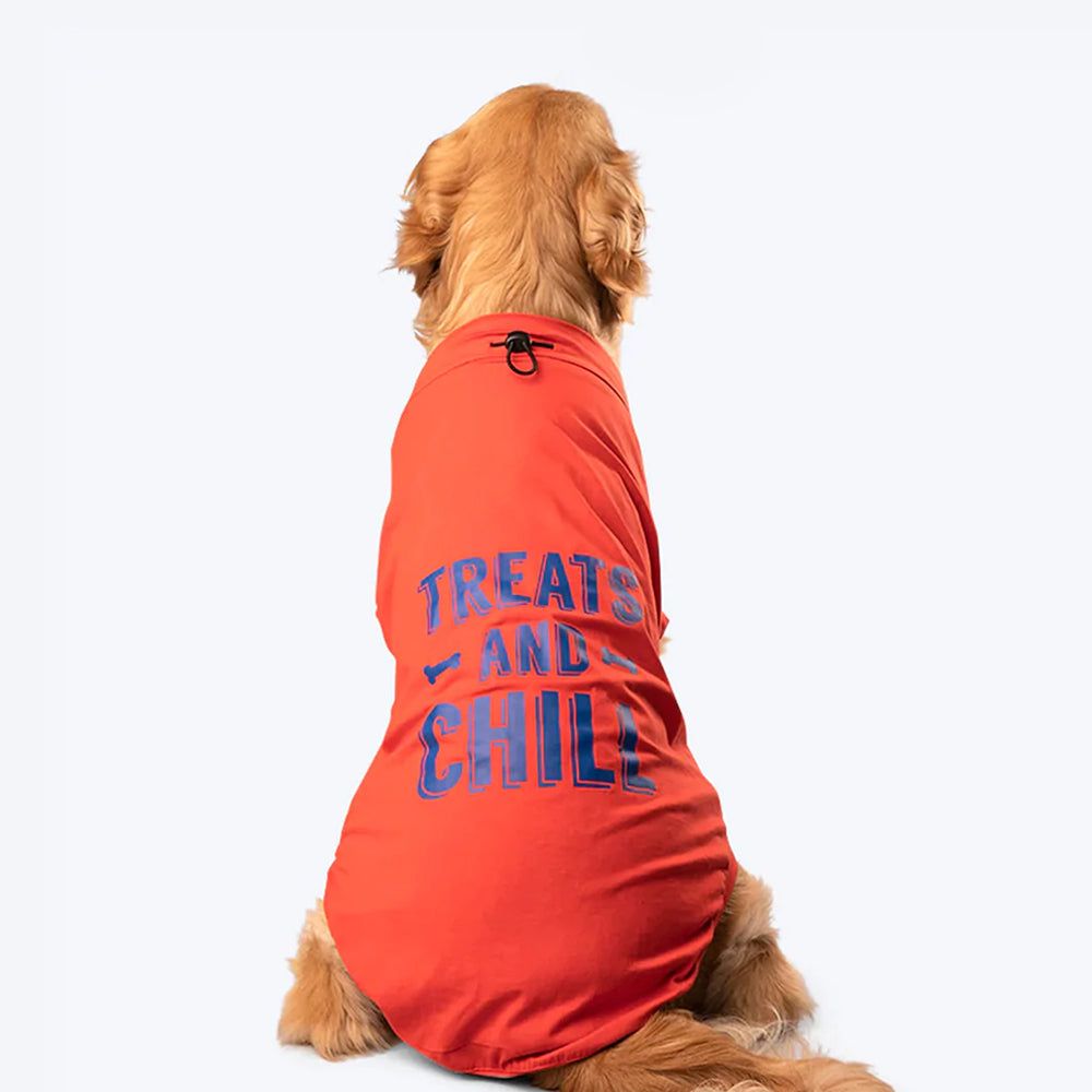HUFT Treats And Chill T-Shirt For Dog - Deep Coral - Heads Up For Tails