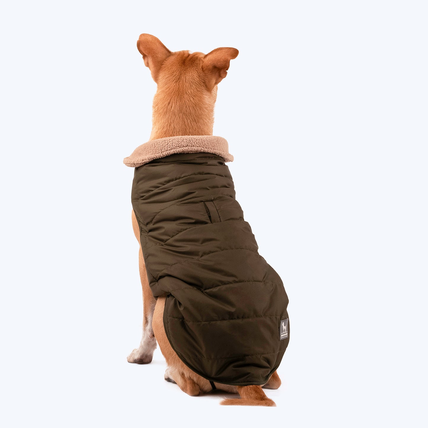 HUFT Wintersong Fur Jacket For Dog - Khaki Green - Heads Up For Tails