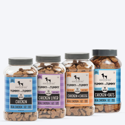 HUFT YIMT Gluten Free Chicken Dog Biscuits Combo - Real Chicken, Liver, Oats & Cheese (Pack Of 4) - Heads Up For Tails