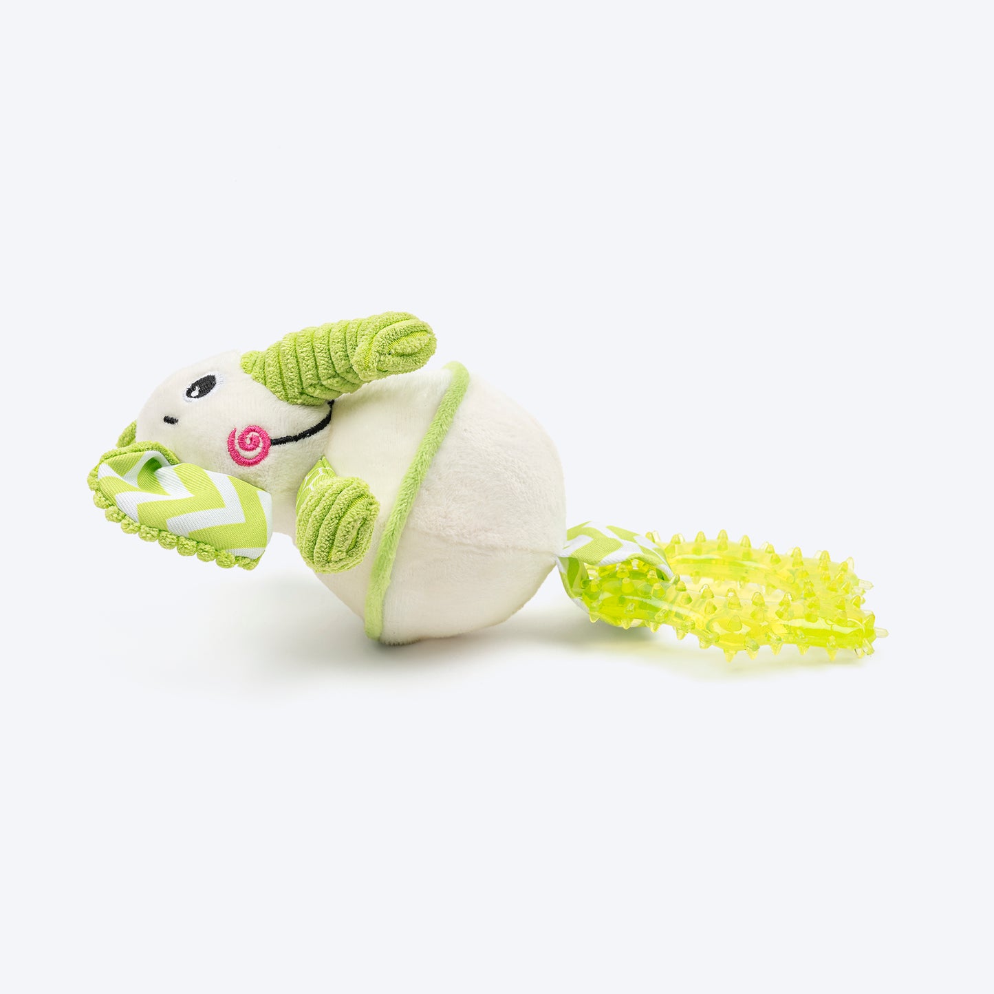 HUFT Billy The Elly Squeaky Plush Puppy Toy - White & Green_01
