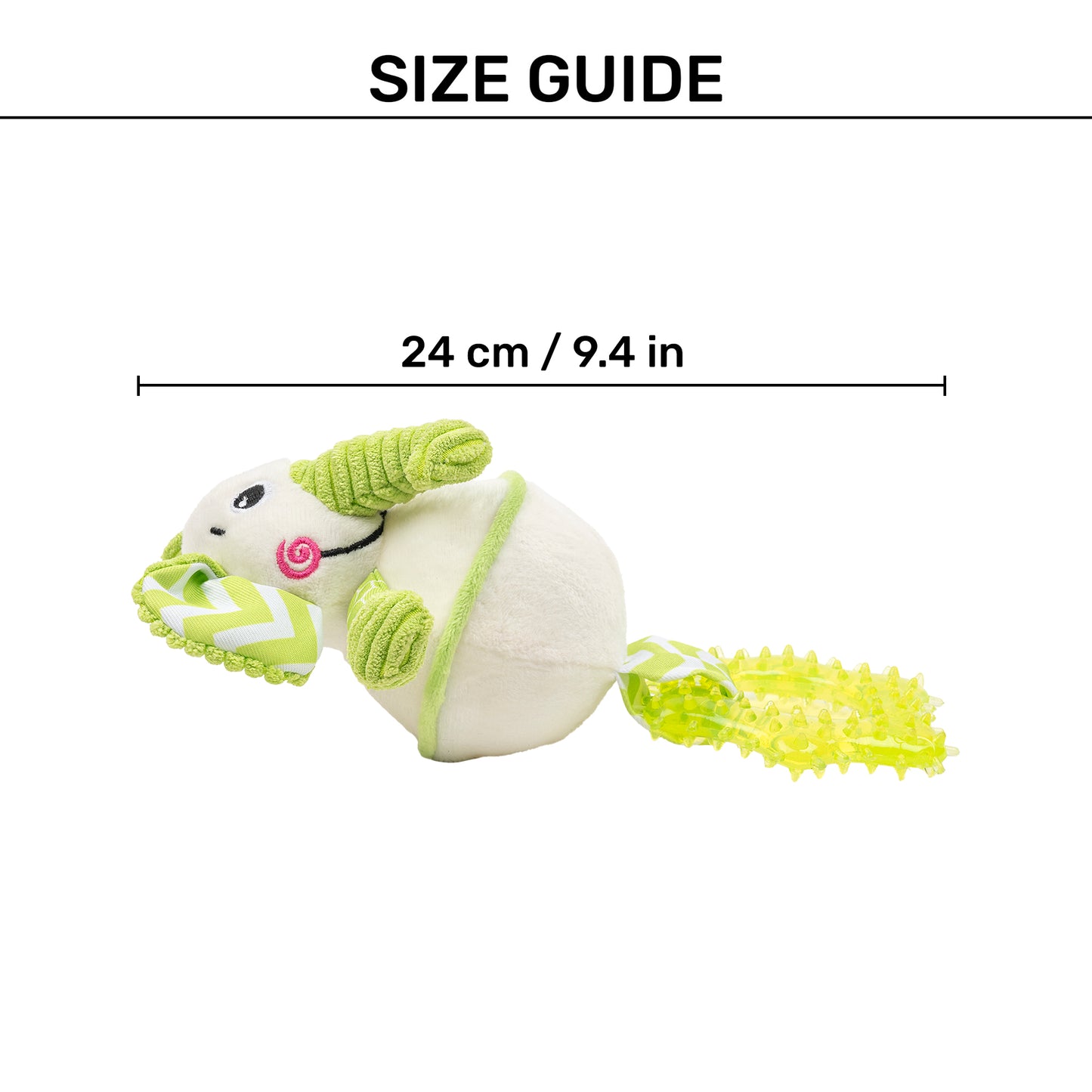 HUFT Billy The Elly Squeaky Plush Puppy Toy - White & Green_04