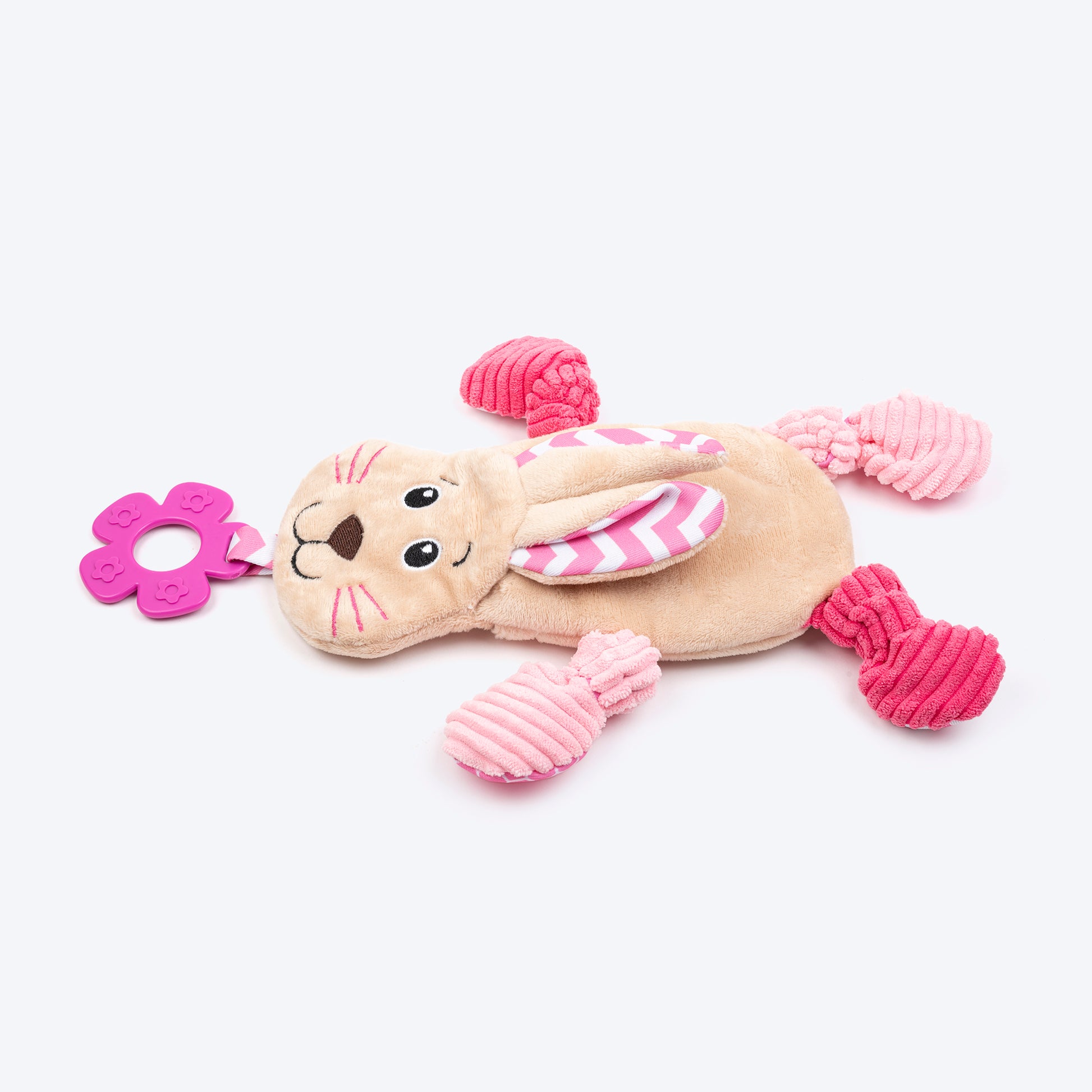 HUFT Bunny Buddy Squeaky Plush Puppy Toy - Beige & Pink_01
