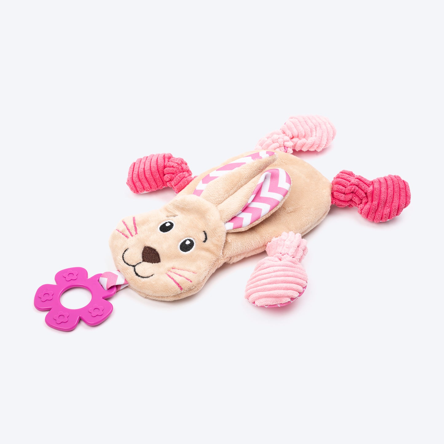 HUFT Bunny Buddy Squeaky Plush Puppy Toy - Beige & Pink_02
