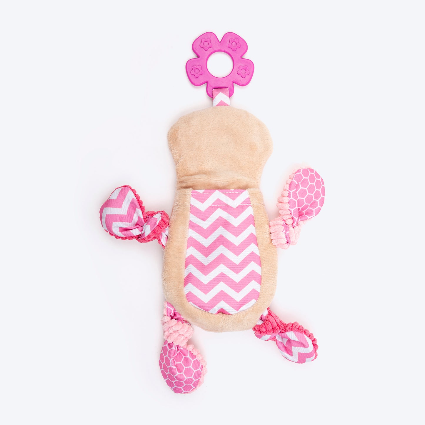 HUFT Bunny Buddy Squeaky Plush Puppy Toy - Beige & Pink_03