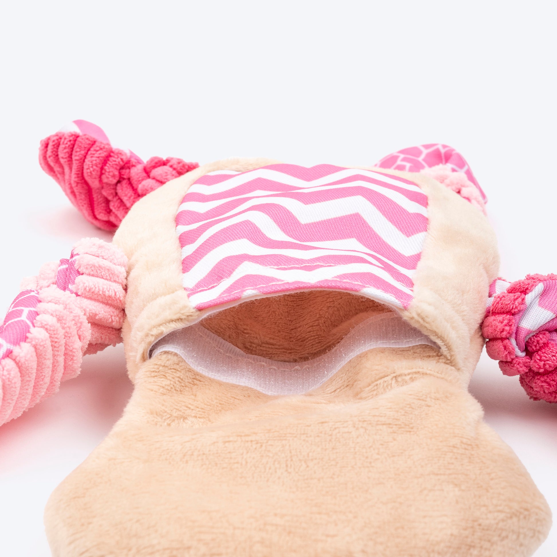 HUFT Bunny Buddy Squeaky Plush Puppy Toy - Beige & Pink_04