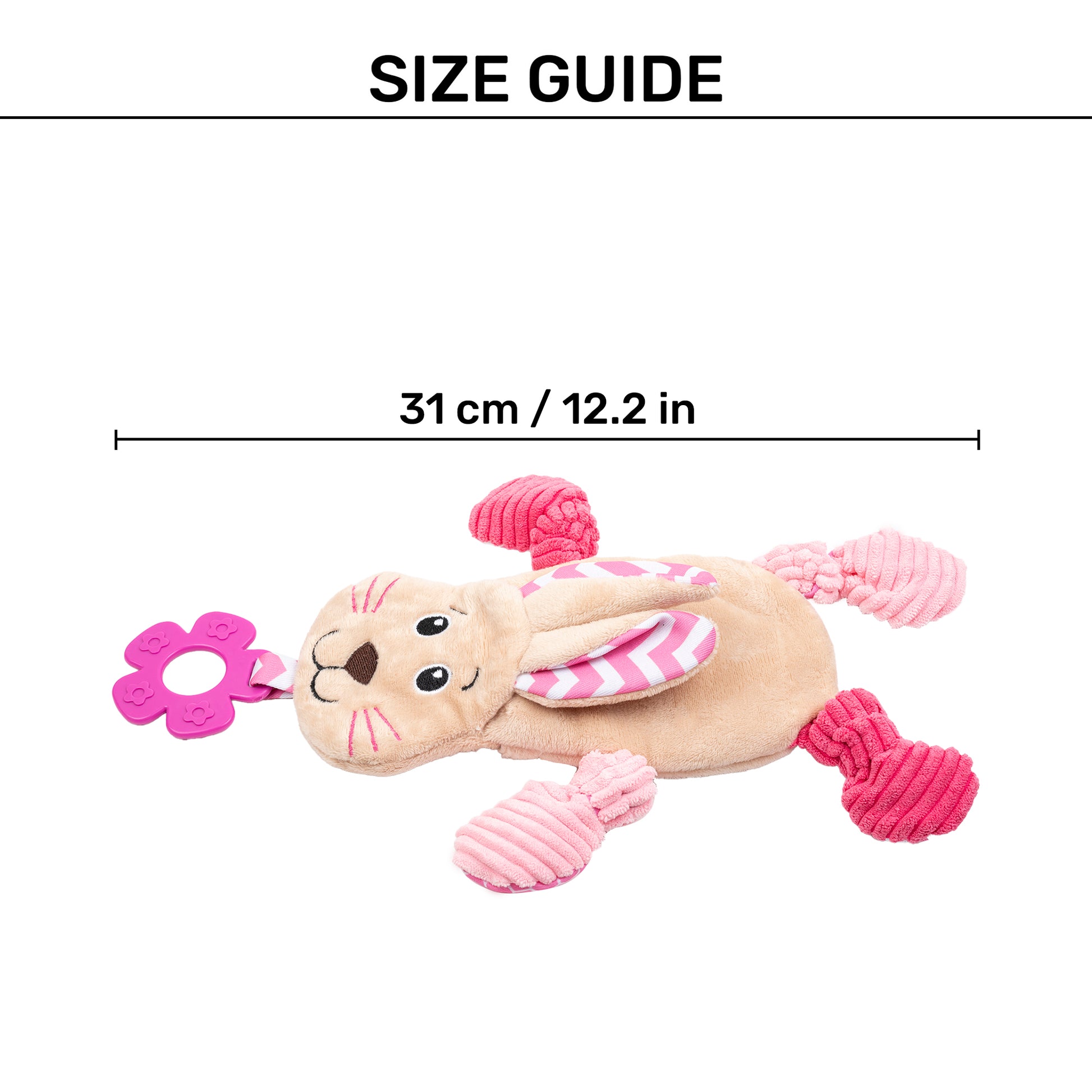 HUFT Bunny Buddy Squeaky Plush Puppy Toy - Beige & Pink_05