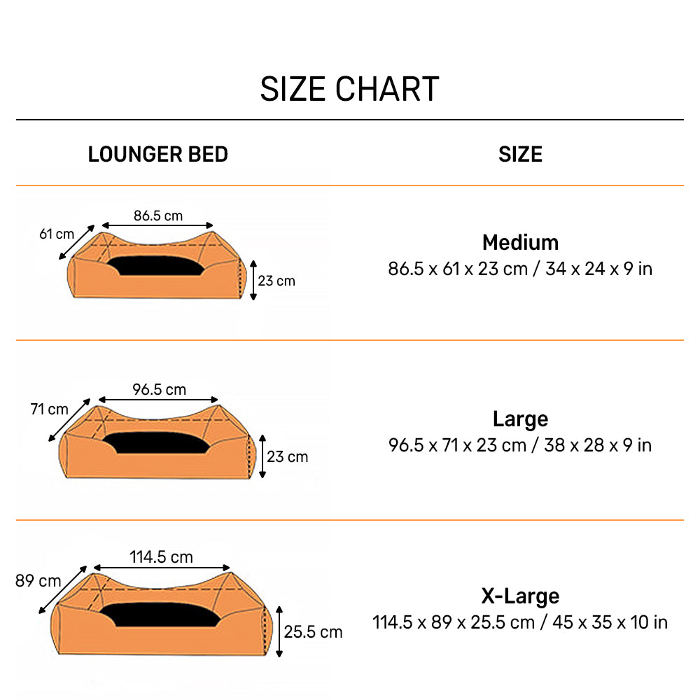 HUFT Classic Lounger Beds For Dogs - Coral With Grey - Heads Up For Tails