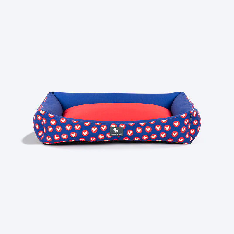 HUFT Cuddle Love Lounger Dog Bed - Red & Navy_01