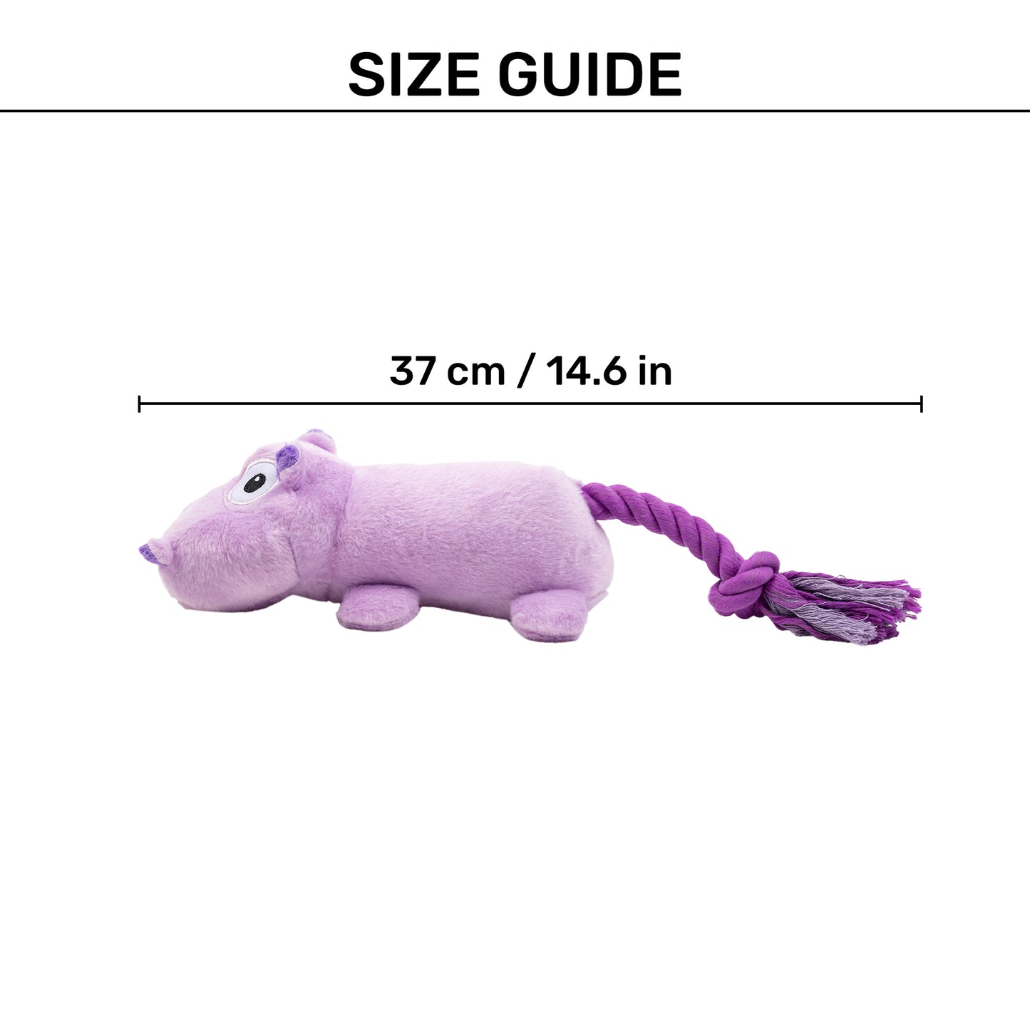 HUFT Hip Hip Hippo Squeaky Plush Toy For Dog - Lavender_04