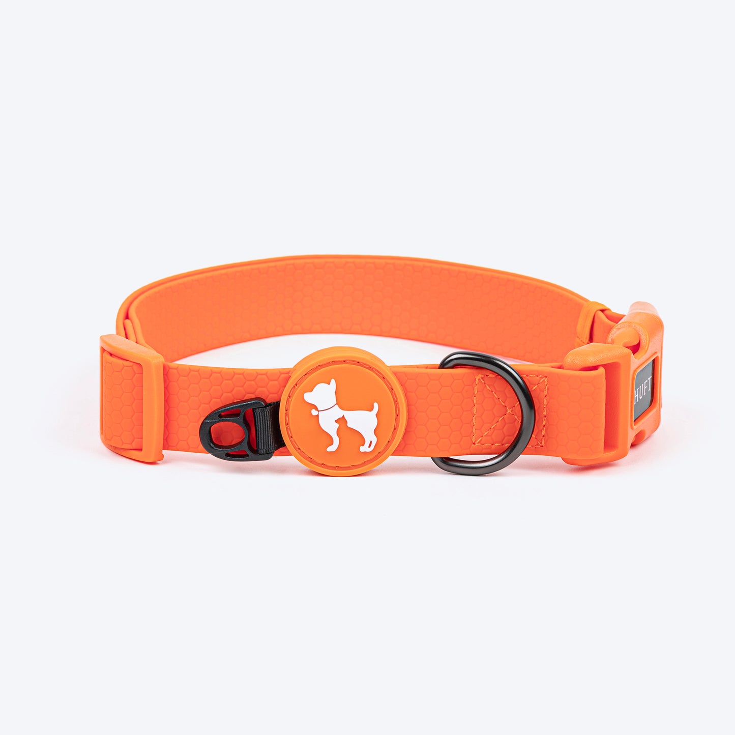 HUFT Hive Harmony Waterproof Collar and Leash Set For Dog - Orange - Heads Up For Tails