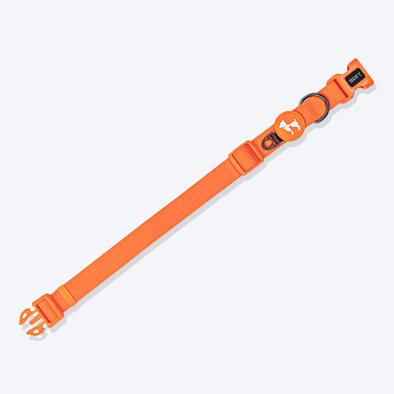 HUFT Hive Harmony Waterproof Collar and Leash Set For Dog - Orange - Heads Up For Tails