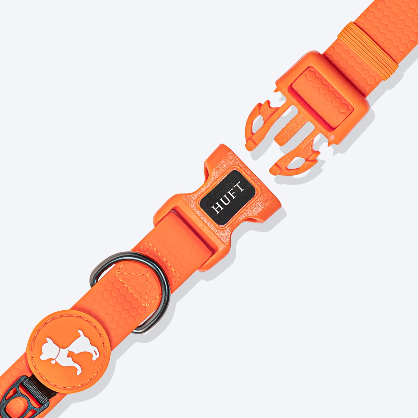 HUFT Hive Harmony Waterproof Collar and Leash Set For Dog - Orange - Heads Up For Tails