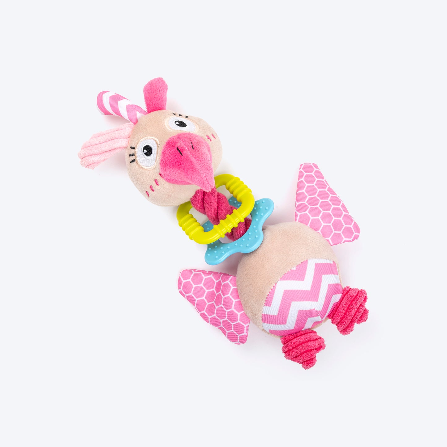 HUFT Mister Birdy Squeaky Plush Puppy Toy - Beige & Pink_02