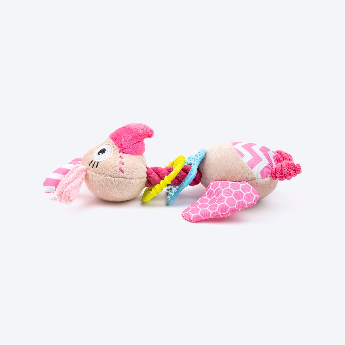HUFT Mister Birdy Squeaky Plush Puppy Toy - Beige & Pink_03