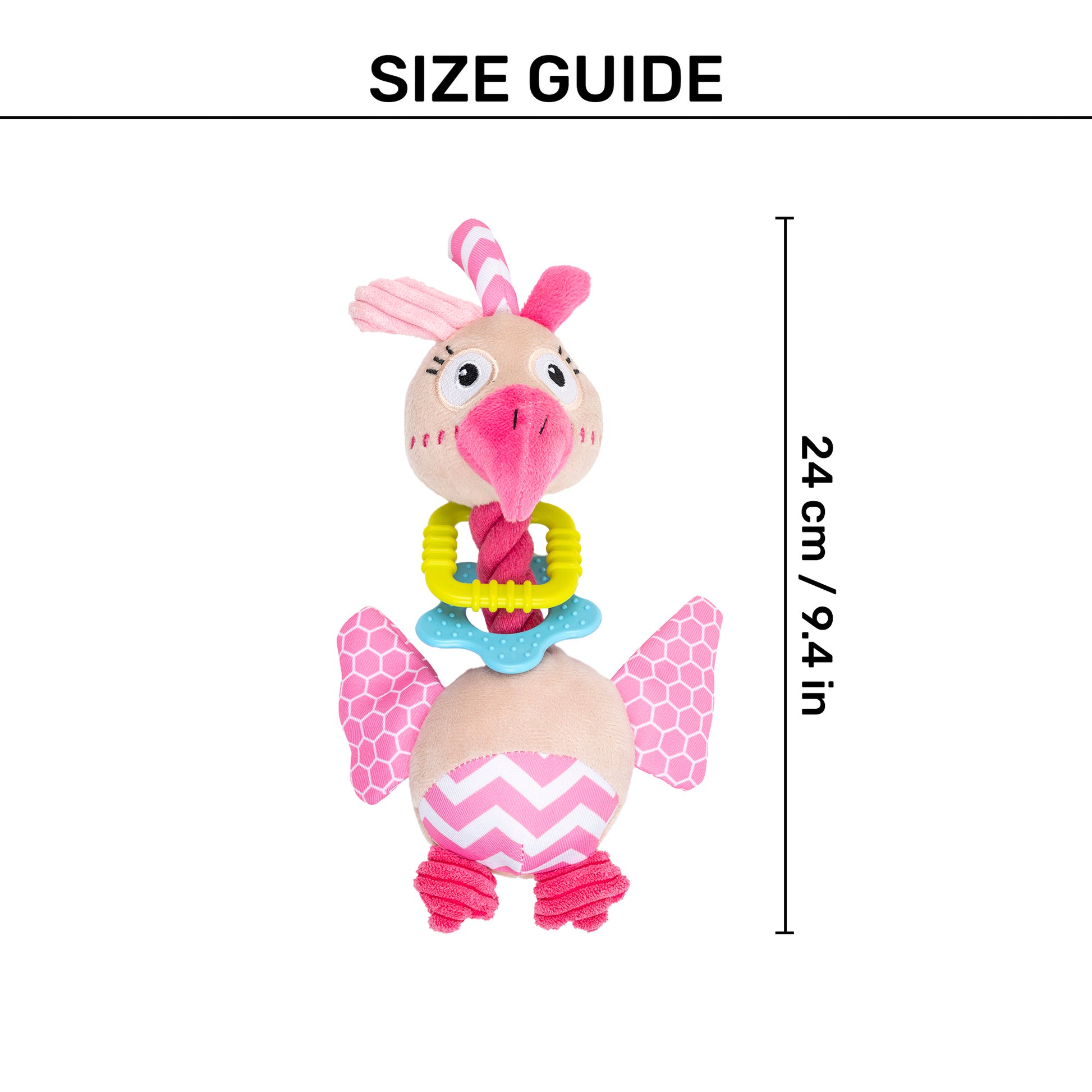 HUFT Mister Birdy Squeaky Plush Puppy Toy - Beige & Pink_04