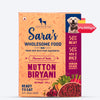 Sara's Wholesome Food Mutton Biryani, Flavours of India, 300 g, made with 50% meat and 50% vegetables and rice.
