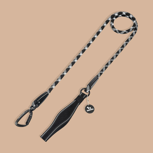 HUFT Xplorers Rope Leash With Carabiner For Dog - Black - 5 ft - Heads Up For Tails