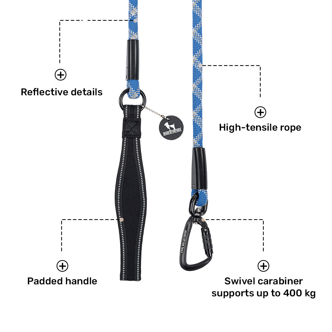 HUFT Xplorers Rope Leash With Carabiner For Dog - Blue - 5 ft_05