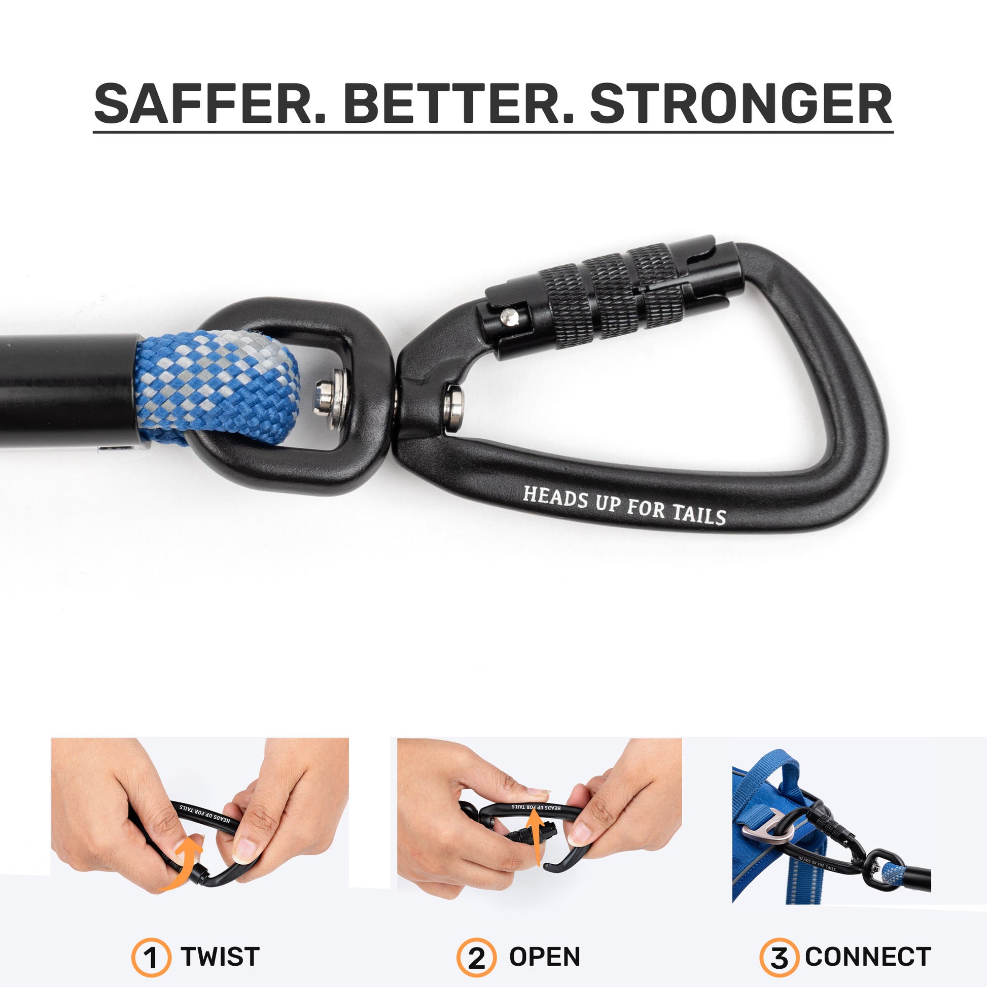 HUFT Xplorers Rope Leash With Carabiner For Dog - Blue - 5 ft_06