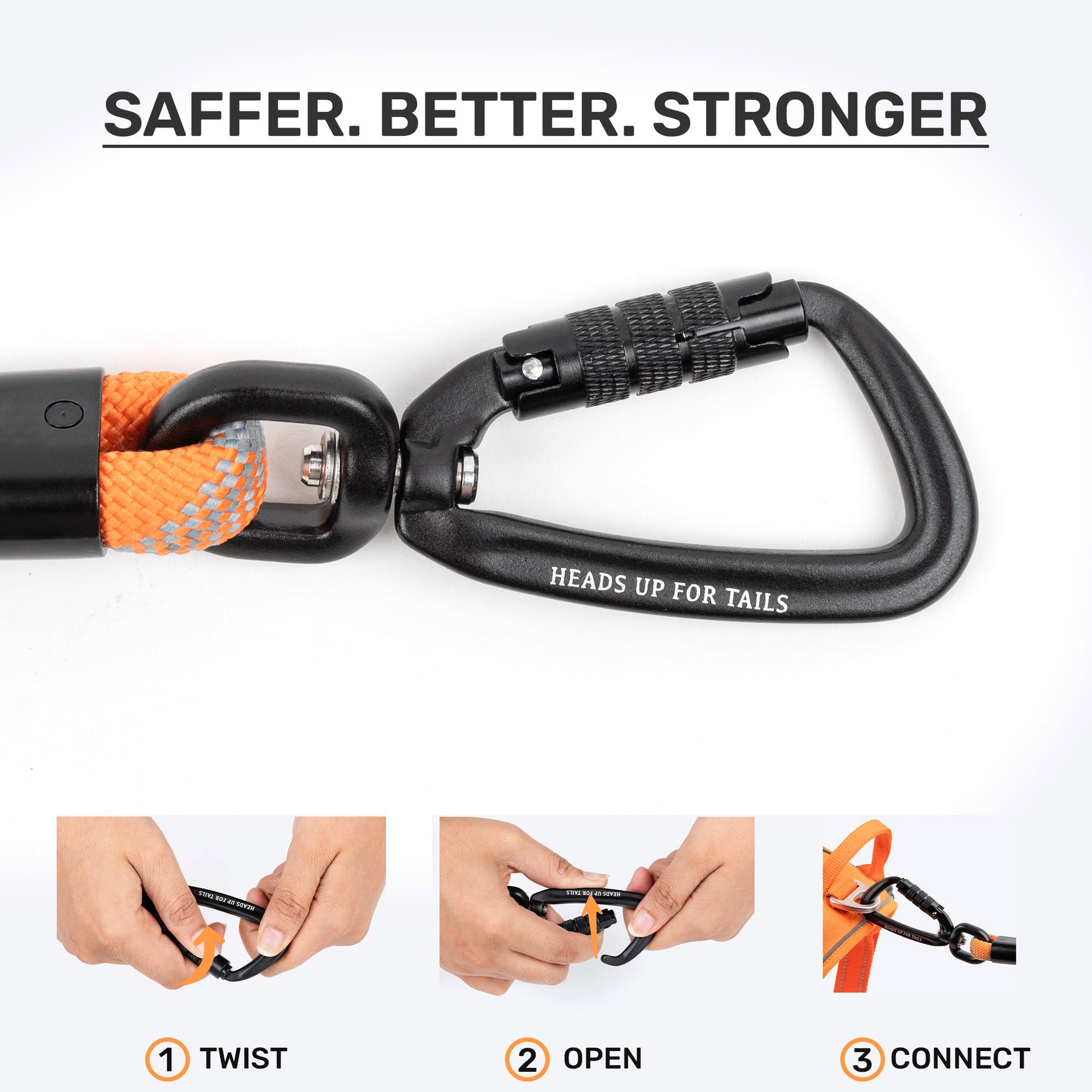 HUFT Xplorers Rope Leash With Carabiner For Dog - Orange - 5 ft_05