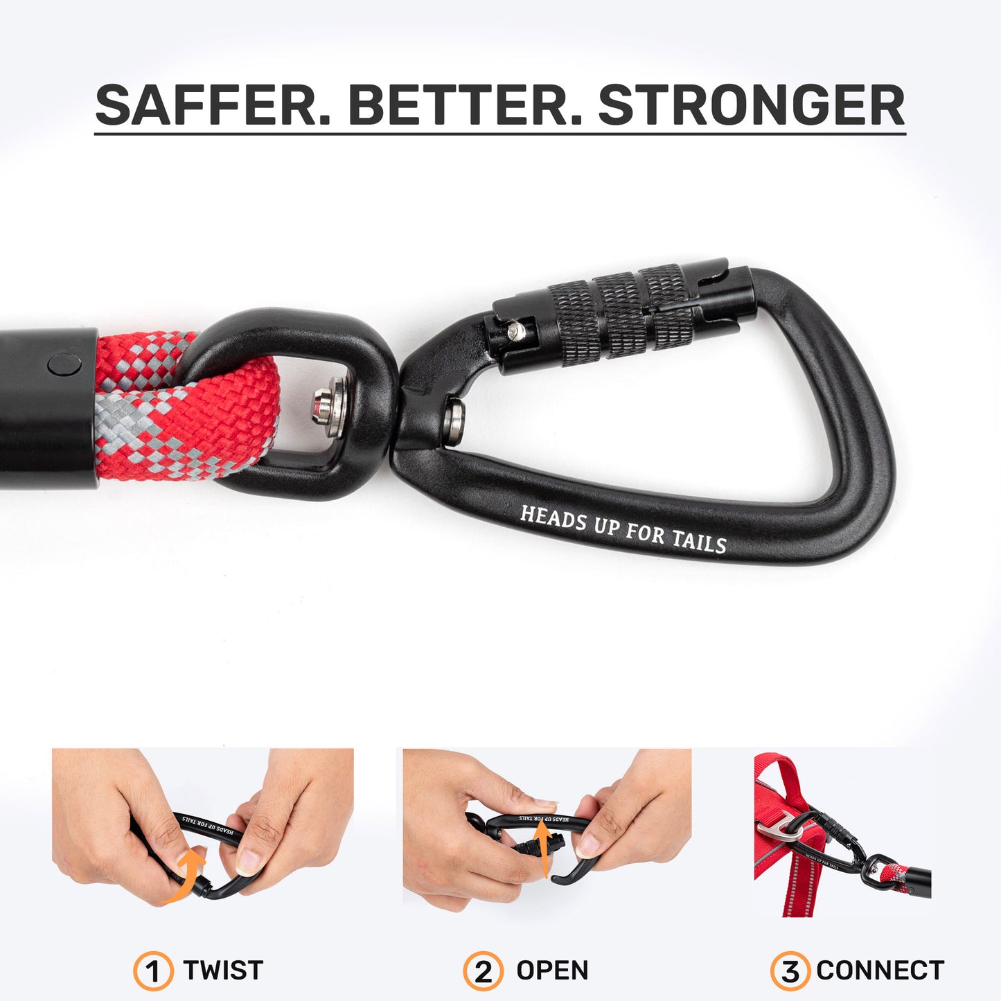 HUFT Xplorers Rope Leash With Carabiner For Dog - Red - 5 ft_06