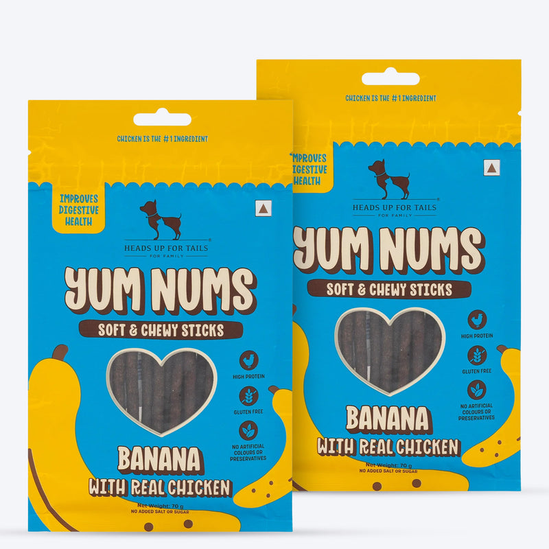 HUFT Yum Nums Soft & Chewy Sticks Banana with Real Chicken Treat For Dogs - 70 g - Heads Up For Tails