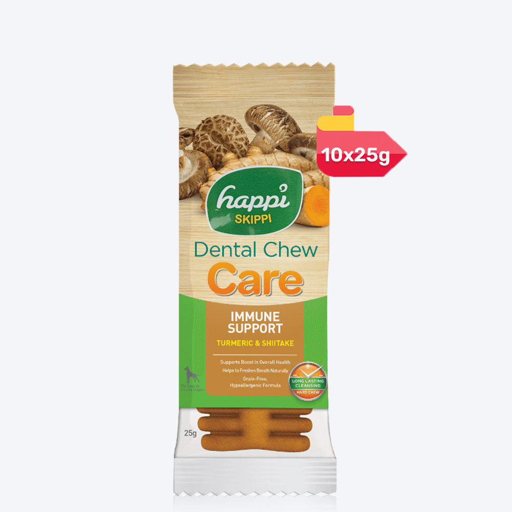 Happi Skippi Dental Chew Care Turmeric & Shiitake Grain Free Dog Treat - Single - 23 gm - Heads Up For Tails