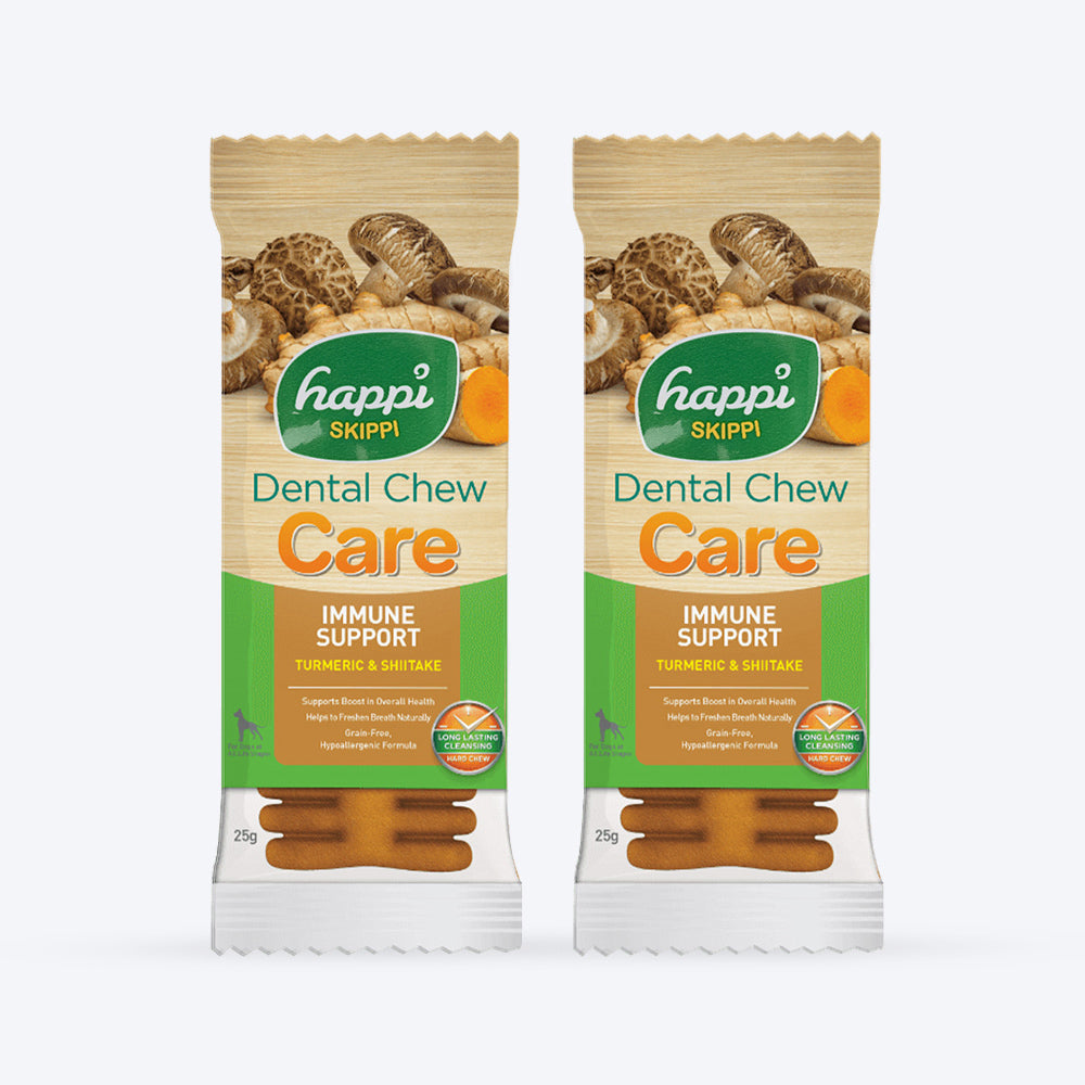 Happi Skippi Dental Chew Care Turmeric & Shiitake Grain Free Dog Treat - Single - 23 gm - Heads Up For Tails