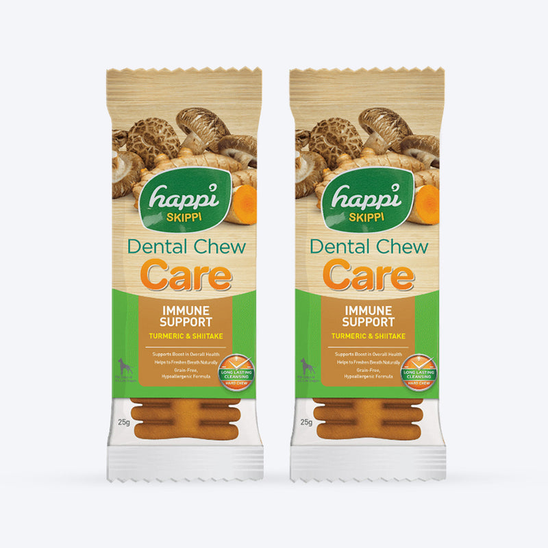 Happi Skippi Dental Chew Care Turmeric & Shiitake Grain Free Dog Treat - Single - 23 gm - Heads Up For Tails