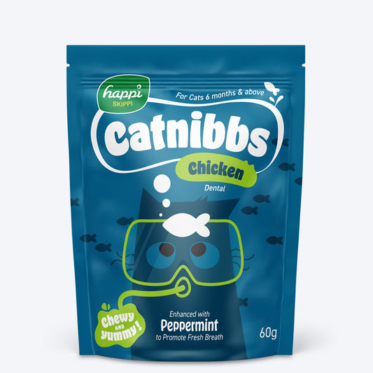 Happi Skippi Catnibbs Chicken Dental Chewy & Yummy Cat Treat - 60 gm - Heads Up For Tails