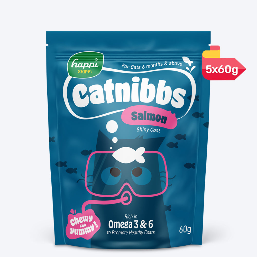Happi Skippi Catnibbs Salmon Shiny Coat Chewy & Yummy Cat Treat - 60 gm - Heads Up For Tails
