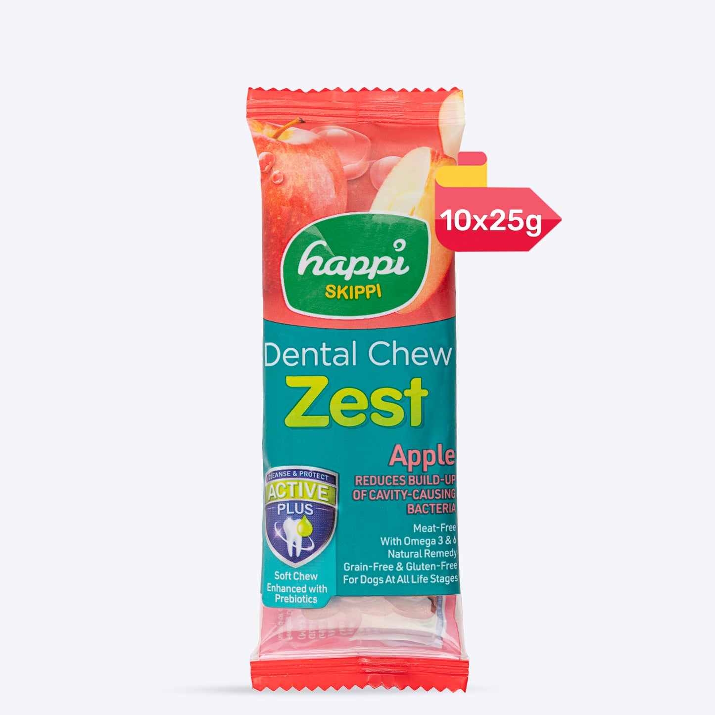 Happi Skippi Dental Chew Zest Apple Dog Treat - 4 inch - 25 gm - Heads Up For Tails