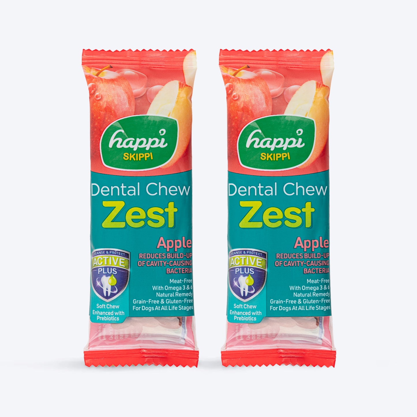 Happi Skippi Dental Chew Zest Apple Dog Treat - 4 inch - 25 gm - Heads Up For Tails
