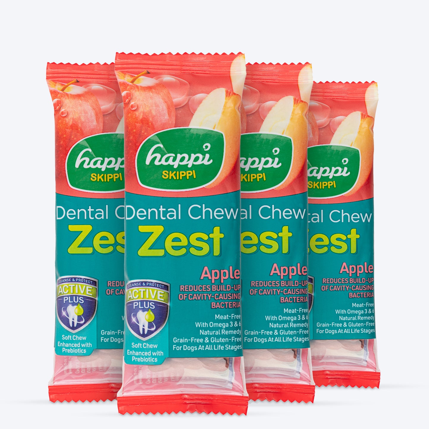 Happi Skippi Dental Chew Zest Apple Dog Treat - 4 inch - 25 gm - Heads Up For Tails