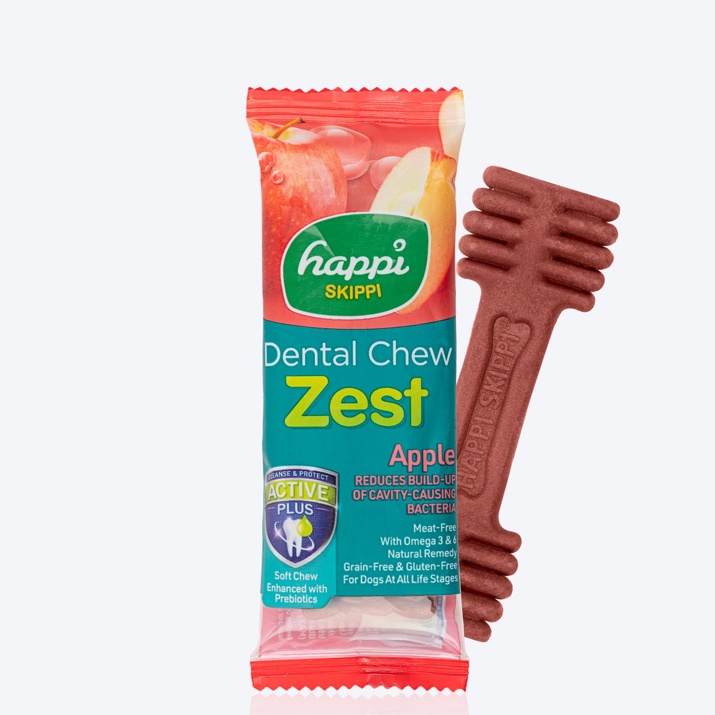 Happi Skippi Dental Chew Zest Apple Dog Treat - 4 inch - 25 gm - Heads Up For Tails