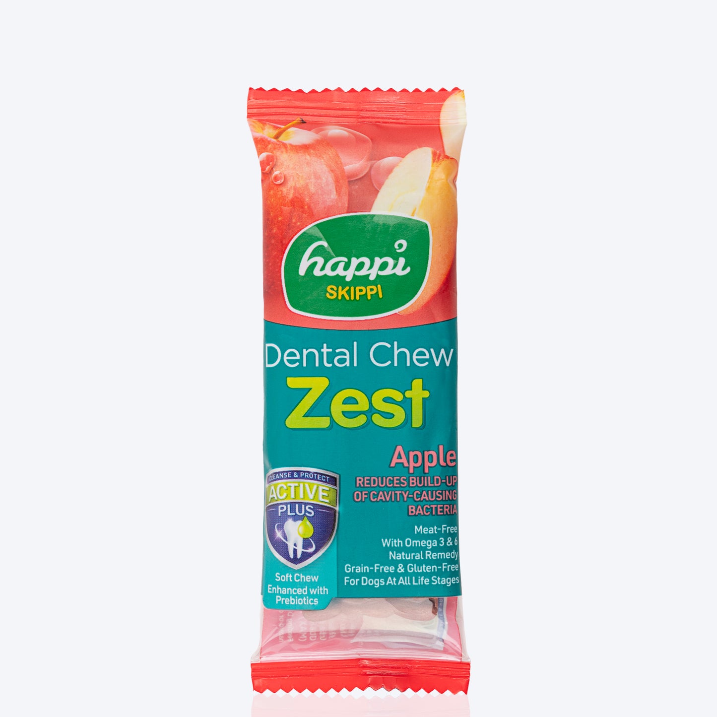 Happi Skippi Dental Chew Zest Apple Dog Treat - 4 inch - 25 gm - Heads Up For Tails