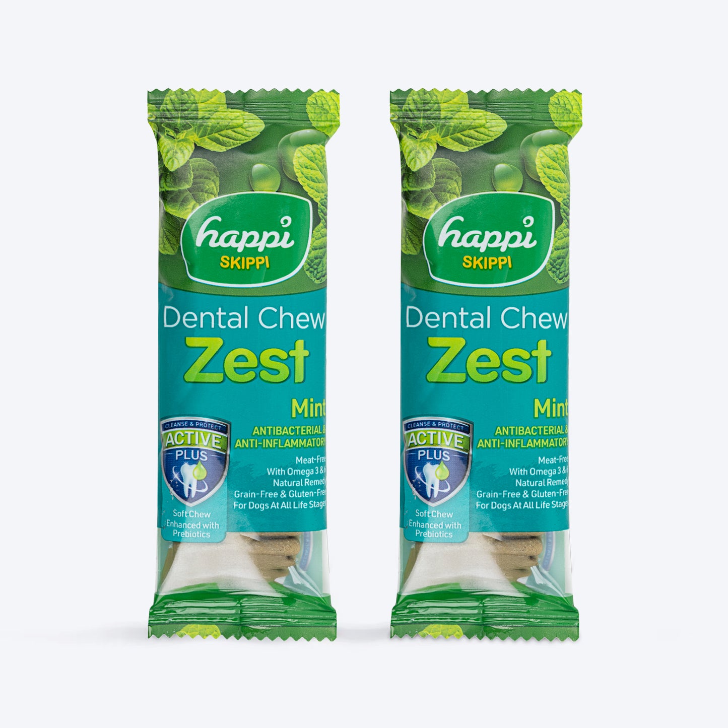 Happi Skippi Dental Chew Zest Mint Dog Treat - 4 inch - 25 gm - Heads Up For Tails