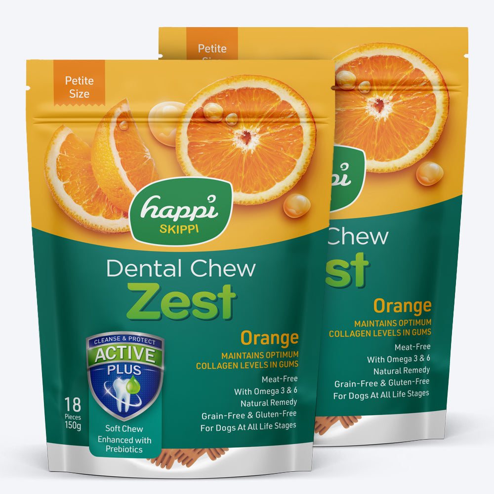 Happi Skippi Vegetarian Dental Chew - Zest - Orange - Petite - 2.5 inch - 150 g - 18 Pieces_02