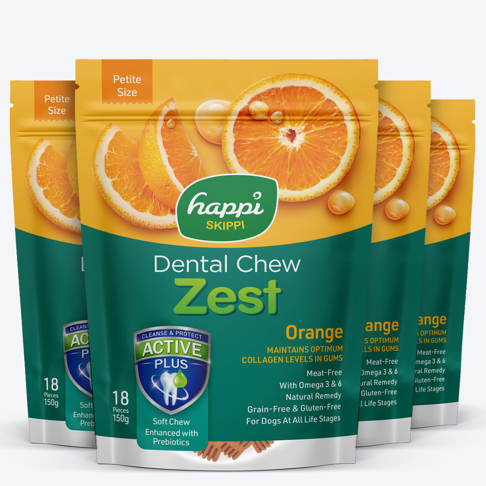 Happi Skippi Vegetarian Dental Chew - Zest - Orange - Petite - 2.5 inch - 150 g - 18 Pieces_03