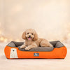 HUFT Cloudy Bear Classic Lounger Bed For Dog - Orange & Grey - Heads Up For Tails