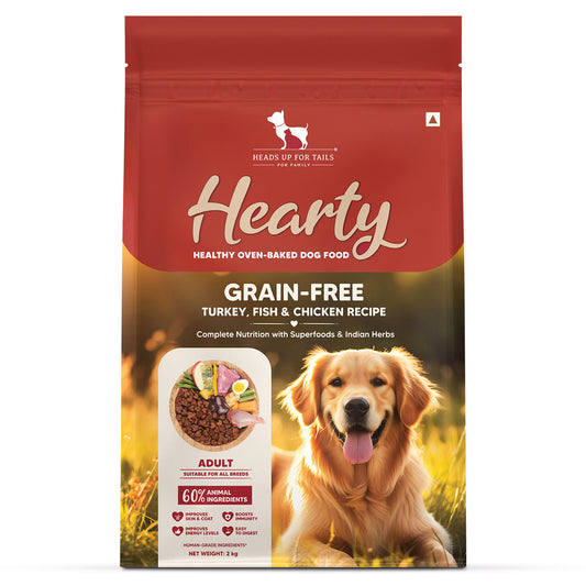 Hearty Grain-Free Adult Dog Food Turkey Fish & Chicken