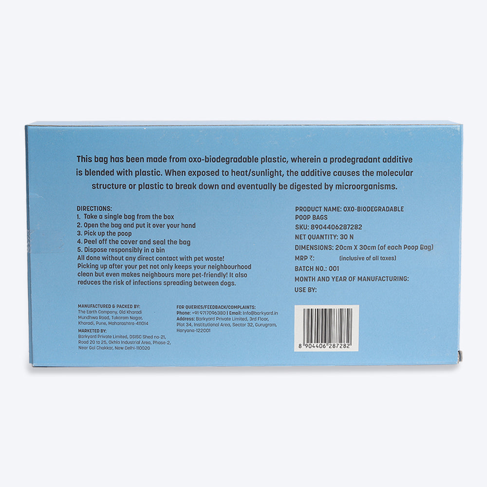 HUFT Oxo-Biodegradable Dog Poop Bags - Pack of 30 - Heads Up For Tails