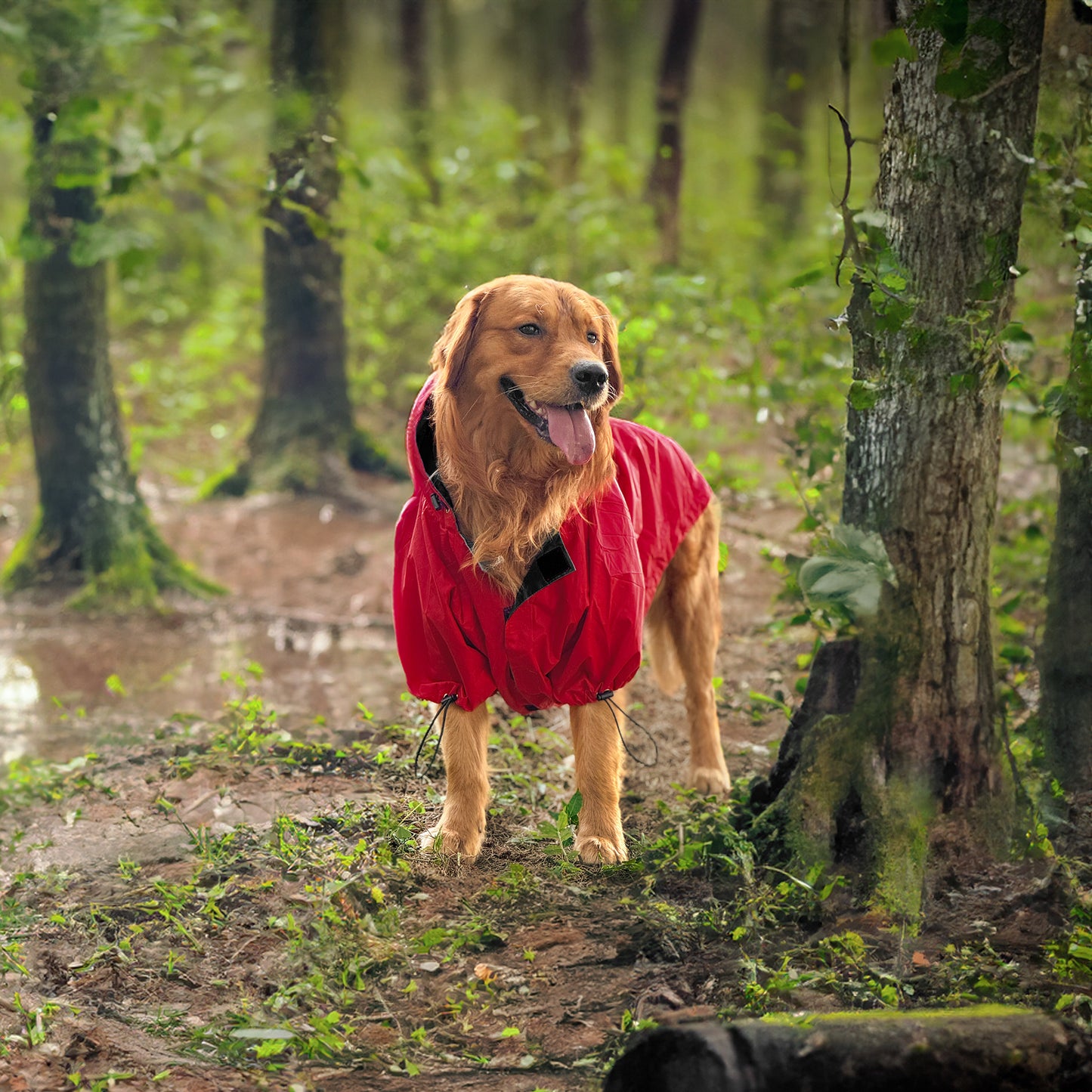 HUFT Magical Mist Dog Raincoat - Red - Heads Up For Tails