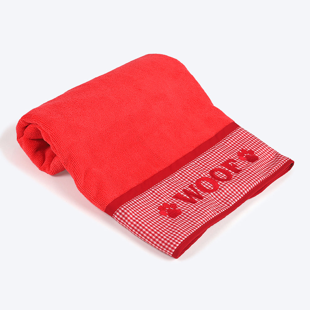 HUFT Microfibre Towel For Dogs & Cats - Red - Heads Up For Tails