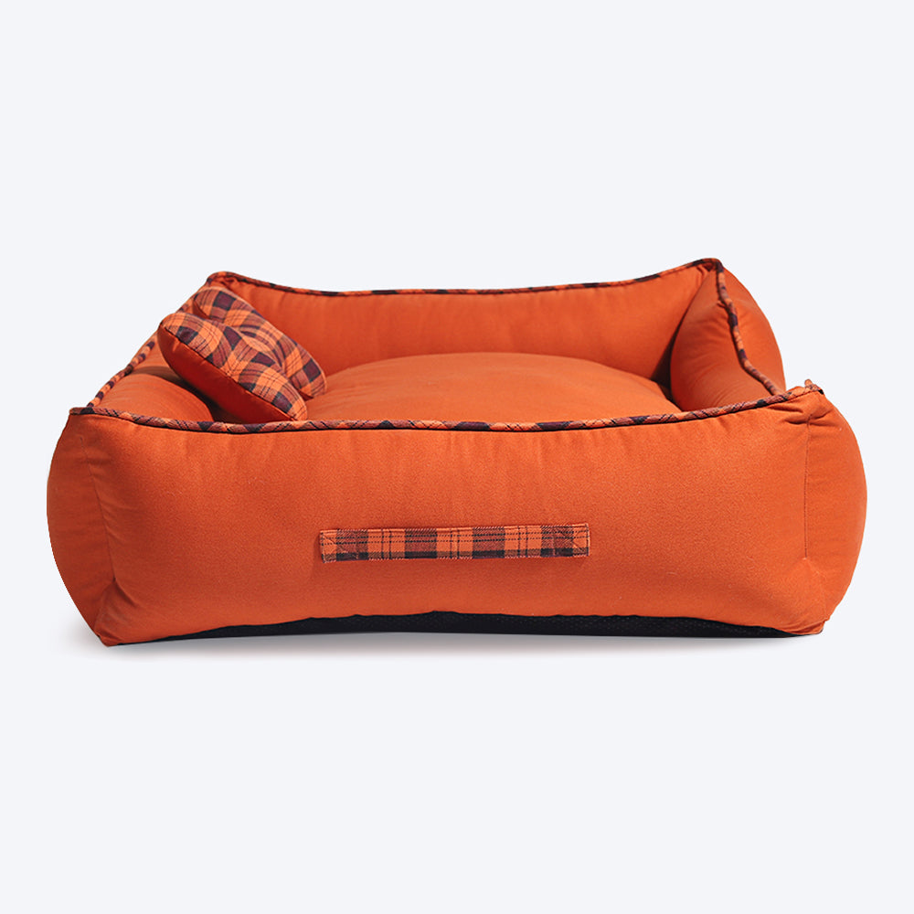 HUFT Classic Cotton Lounger Dog Bed - Orange (Made to Order) - Heads Up For Tails