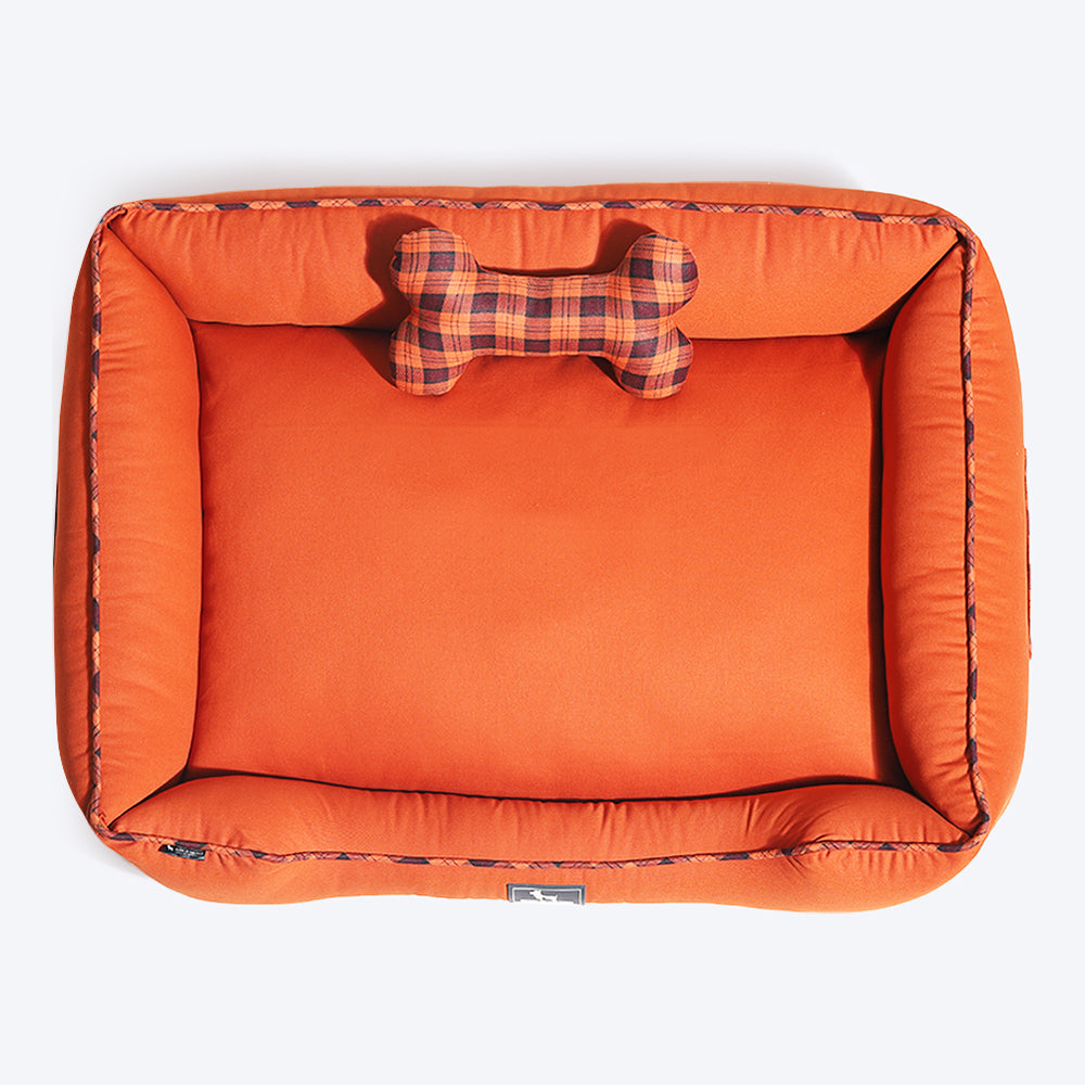HUFT Classic Cotton Lounger Dog Bed - Orange (Made to Order) - Heads Up For Tails
