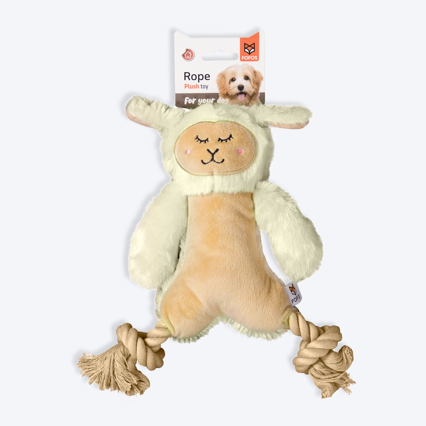 FOFOS Rope leg Sheep Squeaky Plush Toy For Dog - Beige & Off White - Heads Up For Tails